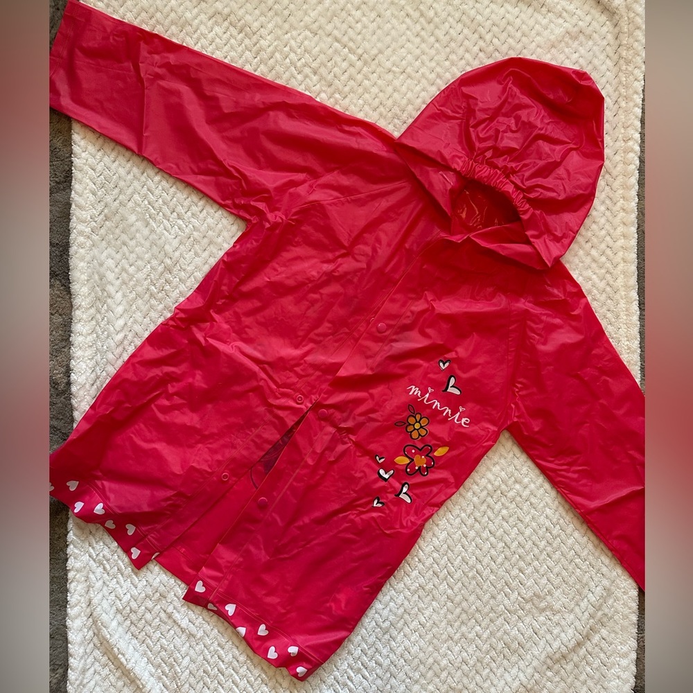 Disney Minnie Mouse Toddler Girls Button
Down Raglan Waterproof Rain Jacket Pink